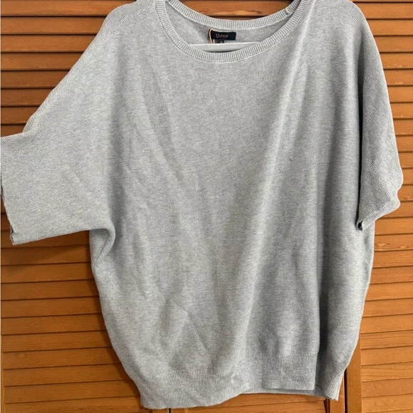 Quince Womens cotton cashmere link Short-Sleeve Sweater in Light Gray Brand New - Picture 2 of 5